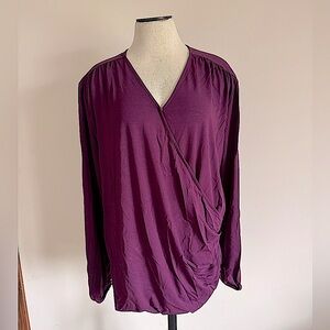 BETABRAND Eggplant Purple Crossover Top Long Sleeve Blouse NEW WITH TAGS 2X